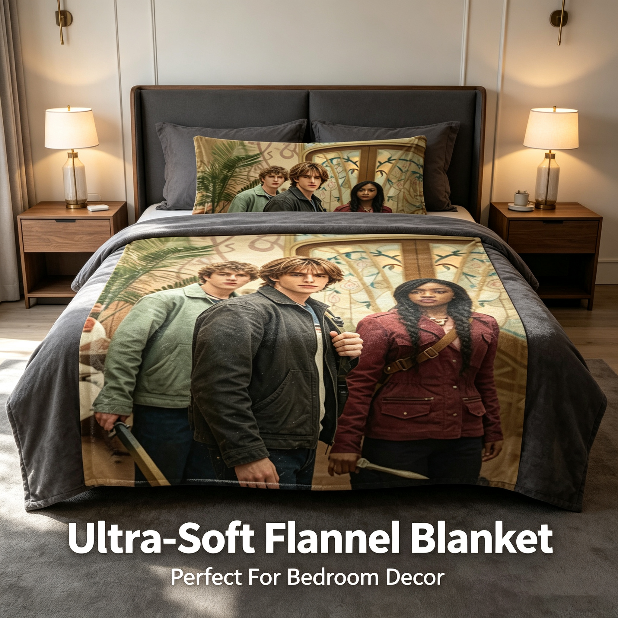 Custom Face Blanket Featuring The Lost Boys Adventure Characters Flannel Blanket for Cozy Nights and Movie Fan Gifts