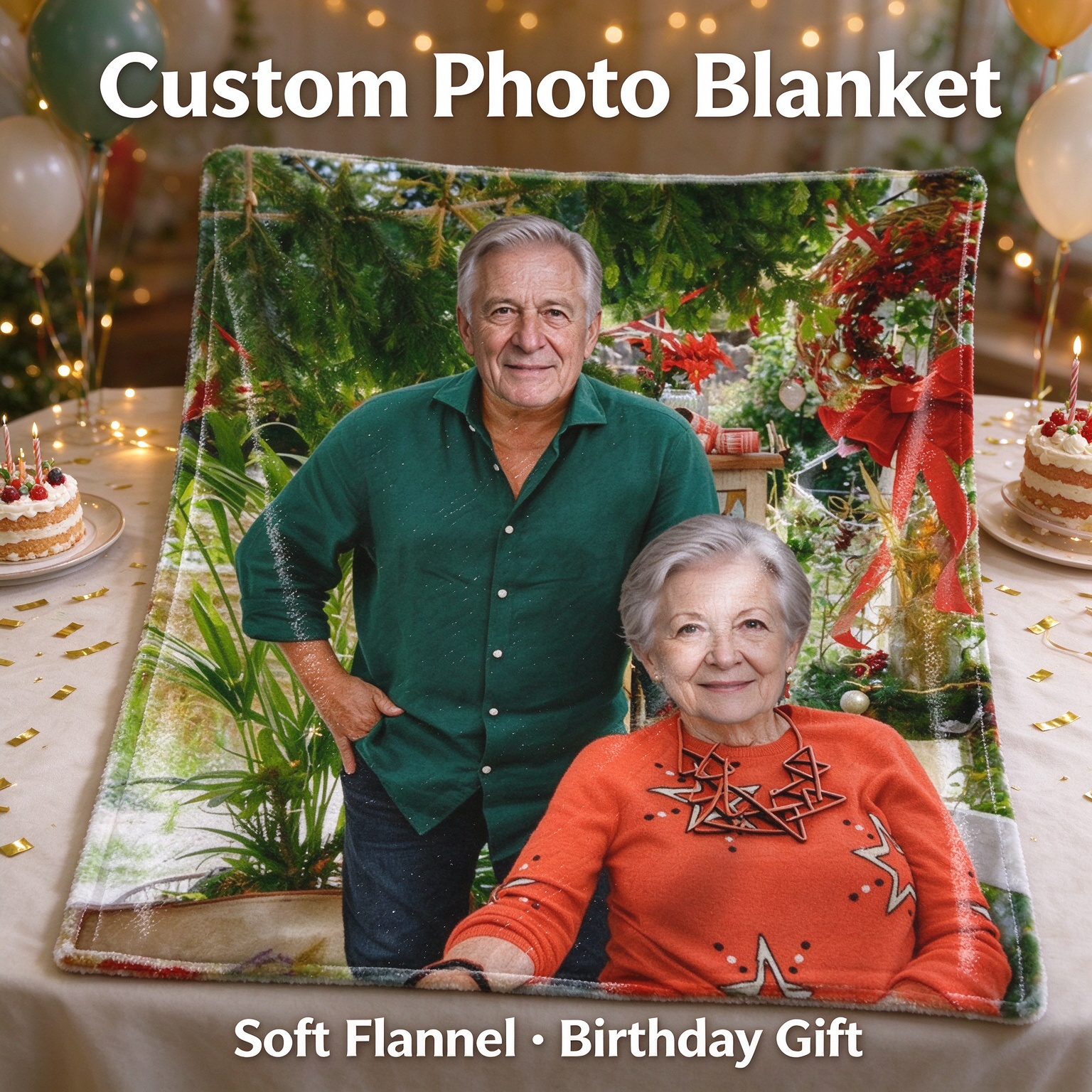 Custom Photo Blanket Personalized Face Portrait Throw Ultra Soft Flannel Fleece Blanket for Family Keepsake Gift