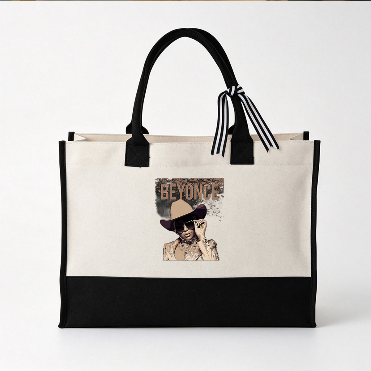 Beyoncé in Cowboy Hat and Sunglasses - Canvas patchwork gift tote bag