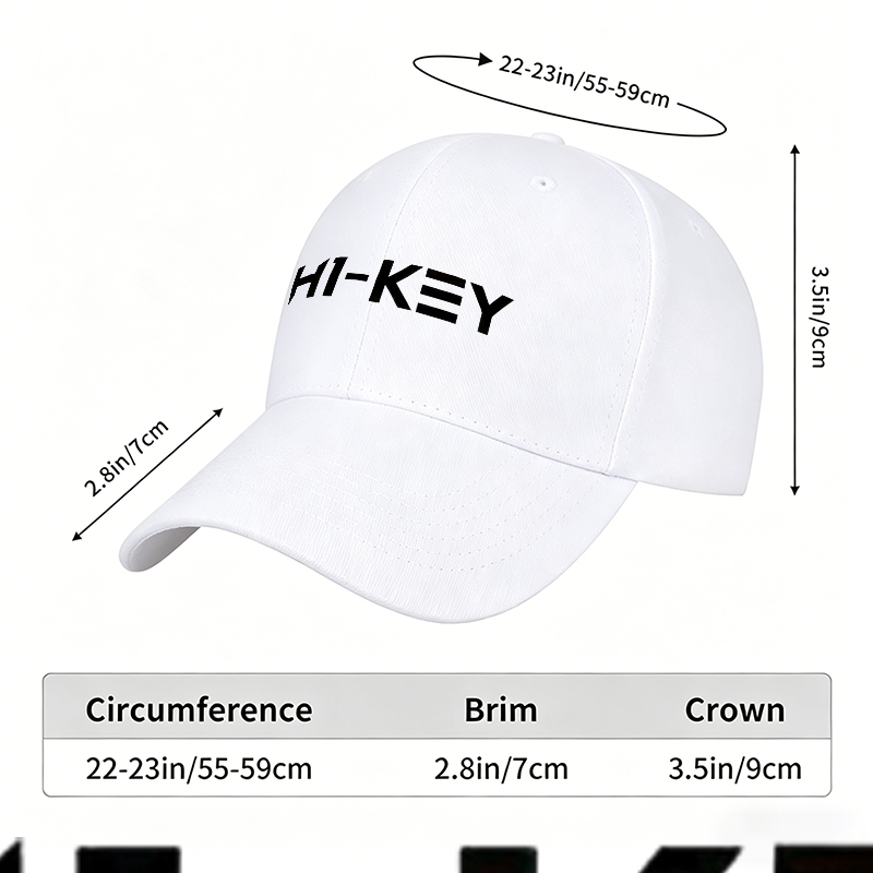 Unisex Classic Baseball Cap with HI-KEY Logo Print - Stylish Sun Protection Hat for Outdoor Activities, Perfect for Urban Explorers and Active Lifestyle Enthusiasts