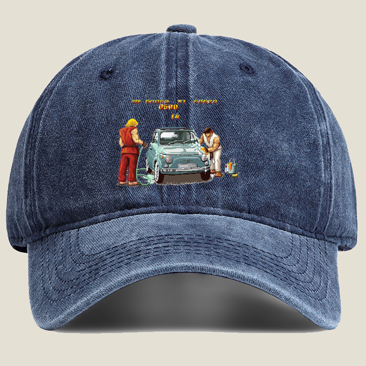 Street Fighter: Ryu and Ken Wash Car - Washed Denim - Baseball Cap