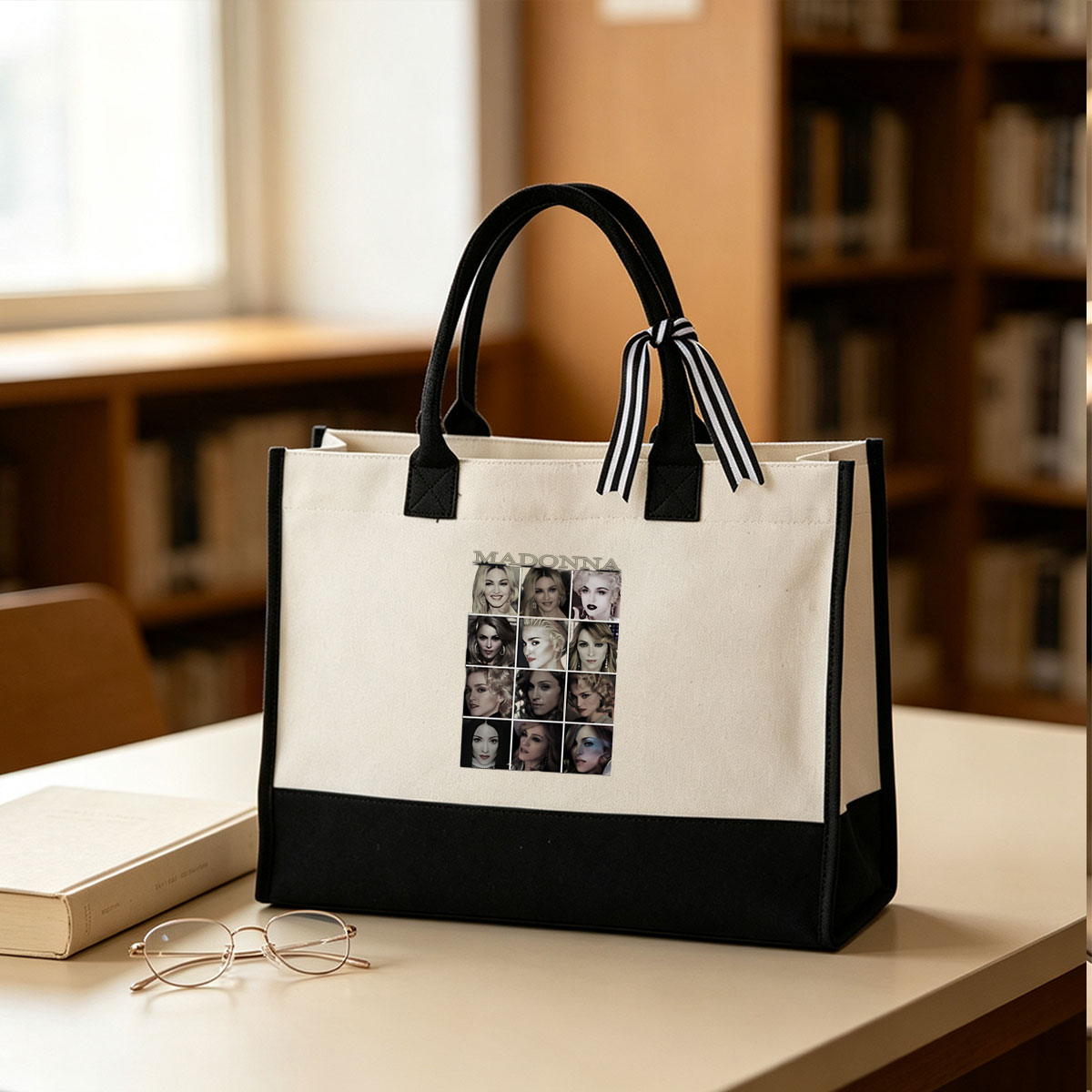 Madonna: Evolution of Iconic Looks and Styles - Canvas patchwork gift tote bag