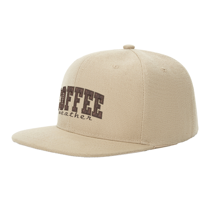 Flat Brim Baseball Cap Coffee Weather Print Streetwear Underground Skate Style for Basketball Court Skate Park Urban Lifestyle Skaters Rappers Streetwear Enthusiasts
