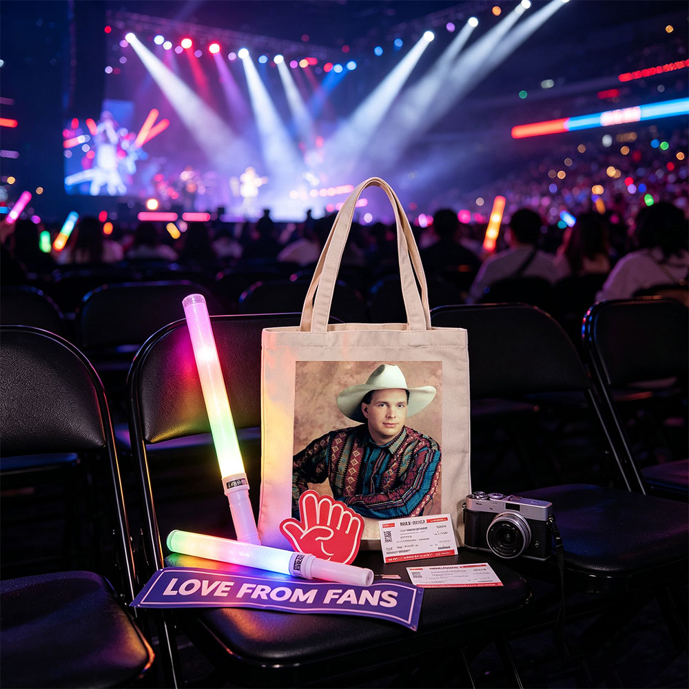 Garth Brook in Cowboy Attire with Colorful Patterned Shirt and White Hat - Canvas tote bags