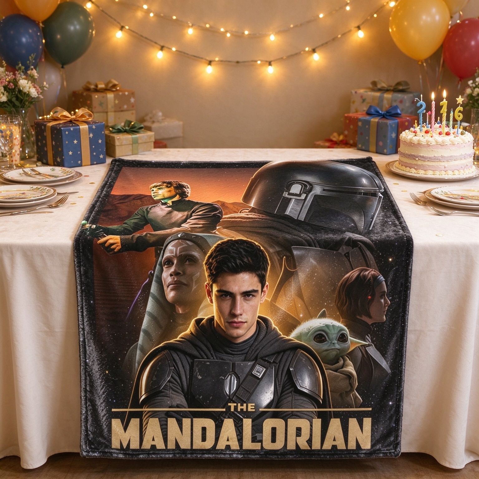 Custom Photo Face Flannel Blanket Personalized Sci-Fi Warrior Plush Fleece Throw Anti-Pilling Hypoallergenic Keepsake