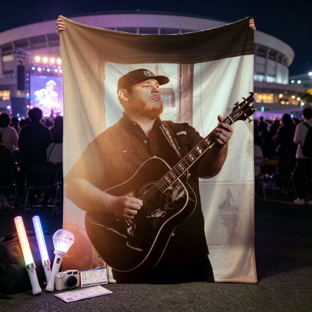 Luke Combs Playing Acoustic Guitar in a Sunlit Room - Blankets