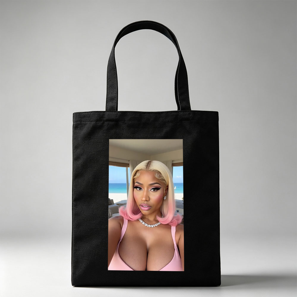 Cardi B Beachside Glamour in Pink Hair and Sparkling Jewelry - Canvas tote bags