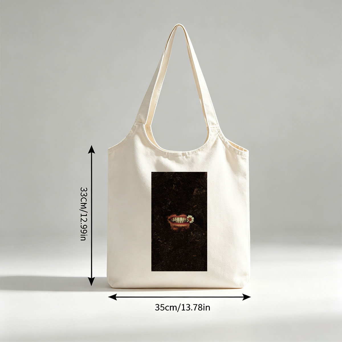 The Weeknd in Dark Soil with a Flower in His Mouth - Canvas shoulder bags/