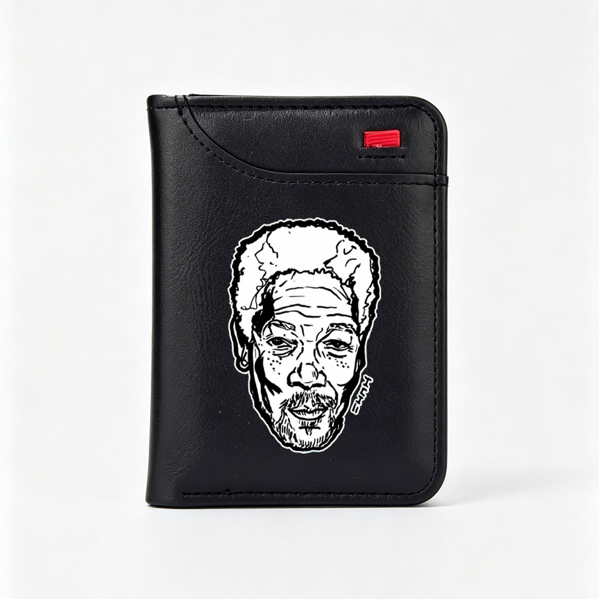 Morgan Freeman Portrait Sketch - Vertical Style Wallet