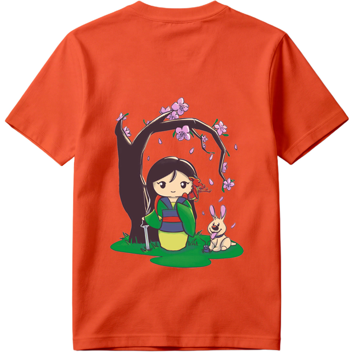 Mulan with Mushu and Cri-Kee Under Cherry Blossom Tree - Tee