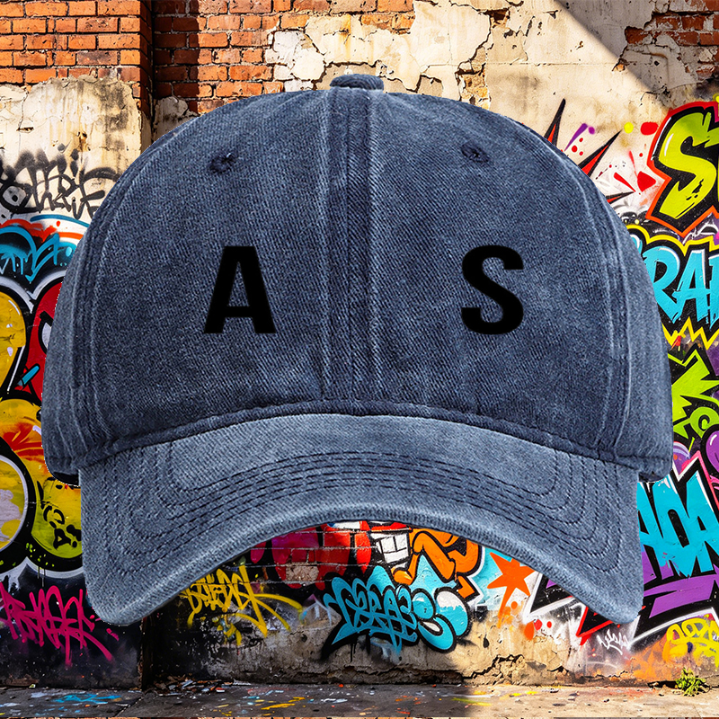 Unisex Classic Washed Cotton Hat with A&S Logo Print - Casual Outdoor Sun Protection Cap for Men and Women, Perfect for Daily Wear, Travel, Hiking, and Urban Lifestyle