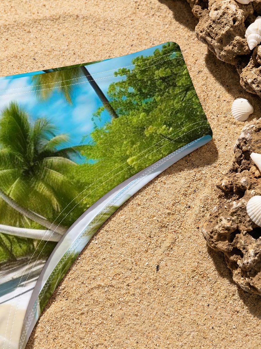 Tropical Beach with Palm Trees and Starfish -  Men's swim trunks