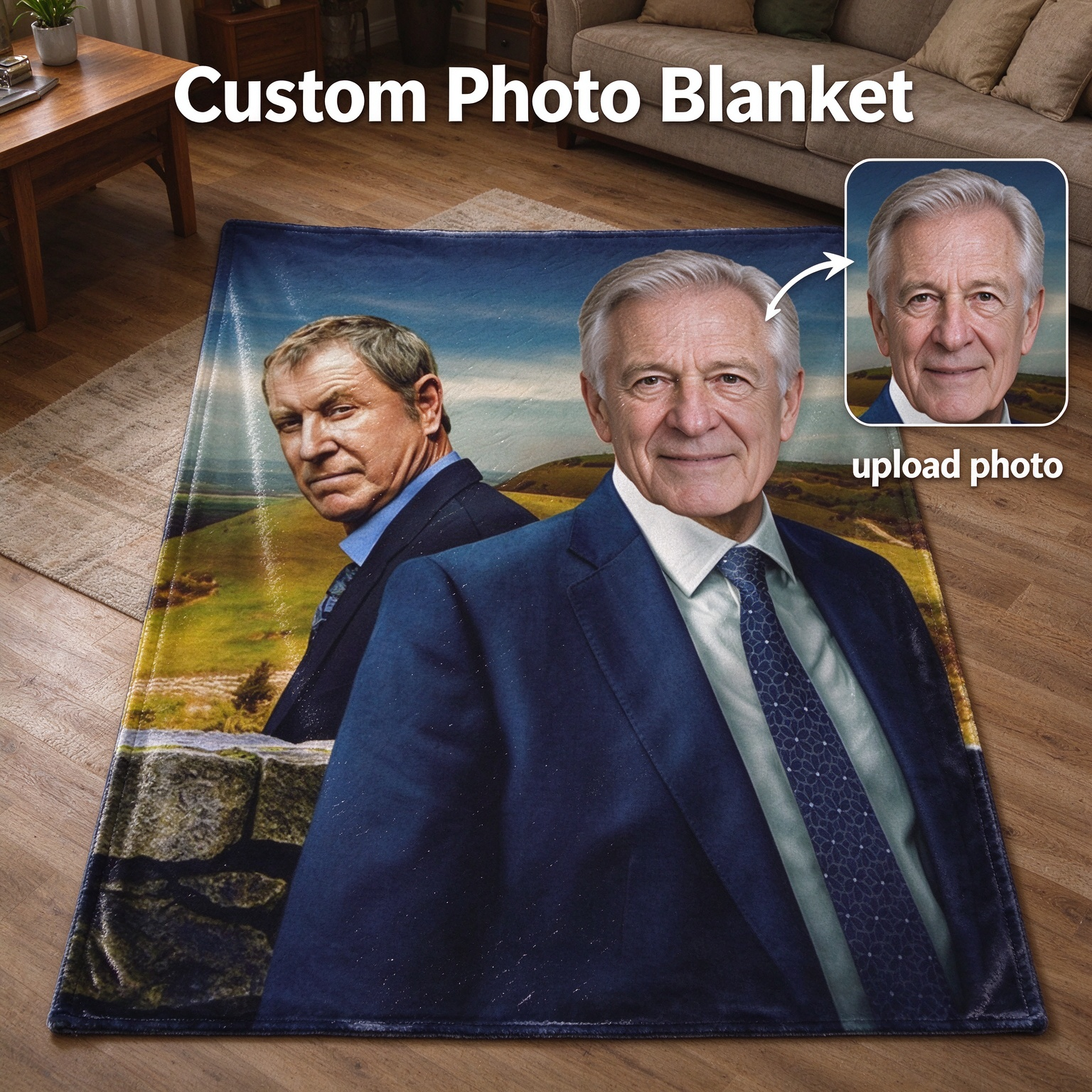 Custom Face Photo Blanket Personalized Flannel Throw, Soft Anti-Pilling Portrait Fleece, Ideal Personalized Gift