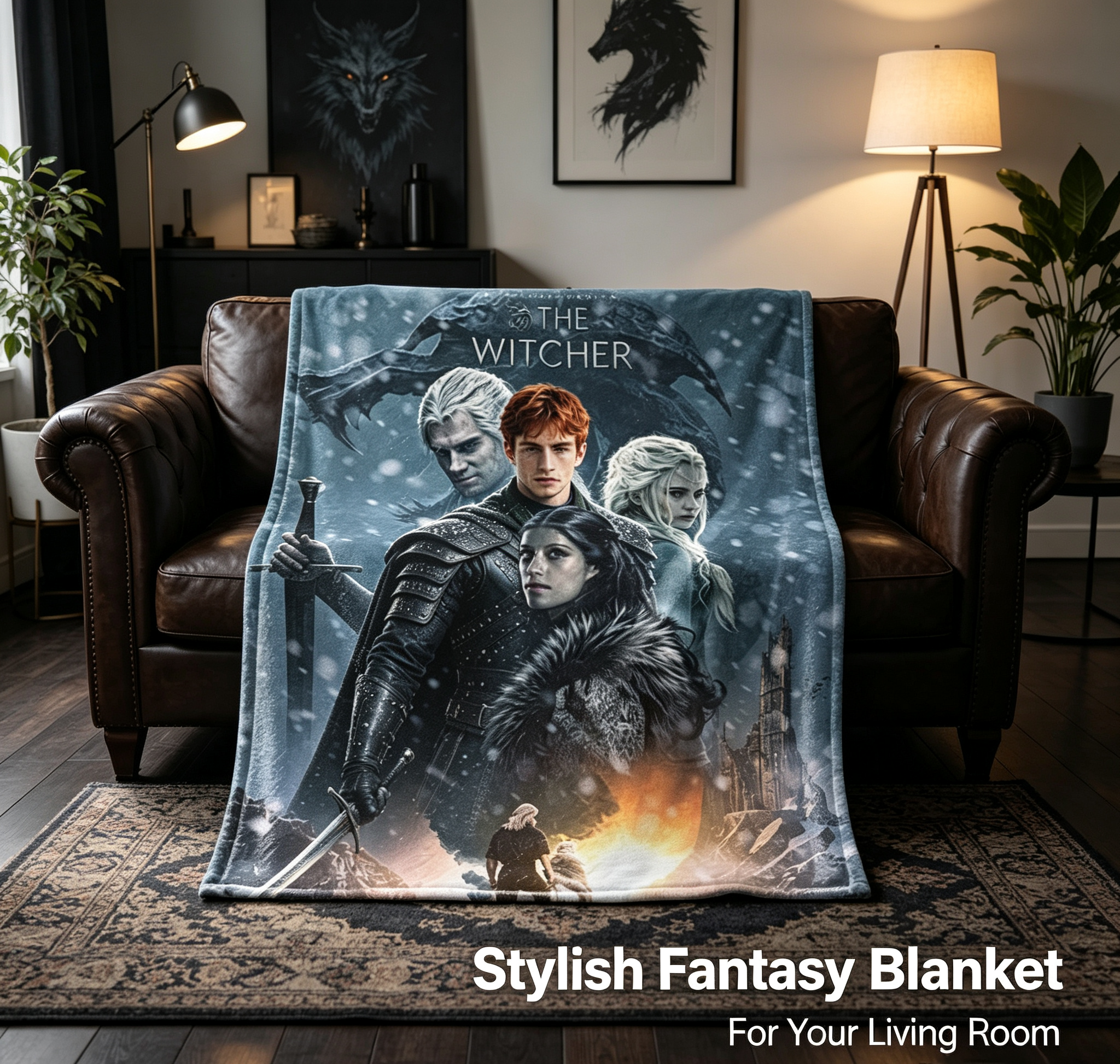 Custom Face Blanket The Witcher Netflix Series Flannel Blanket for Fans and Cosplay Gifts and Giveaways