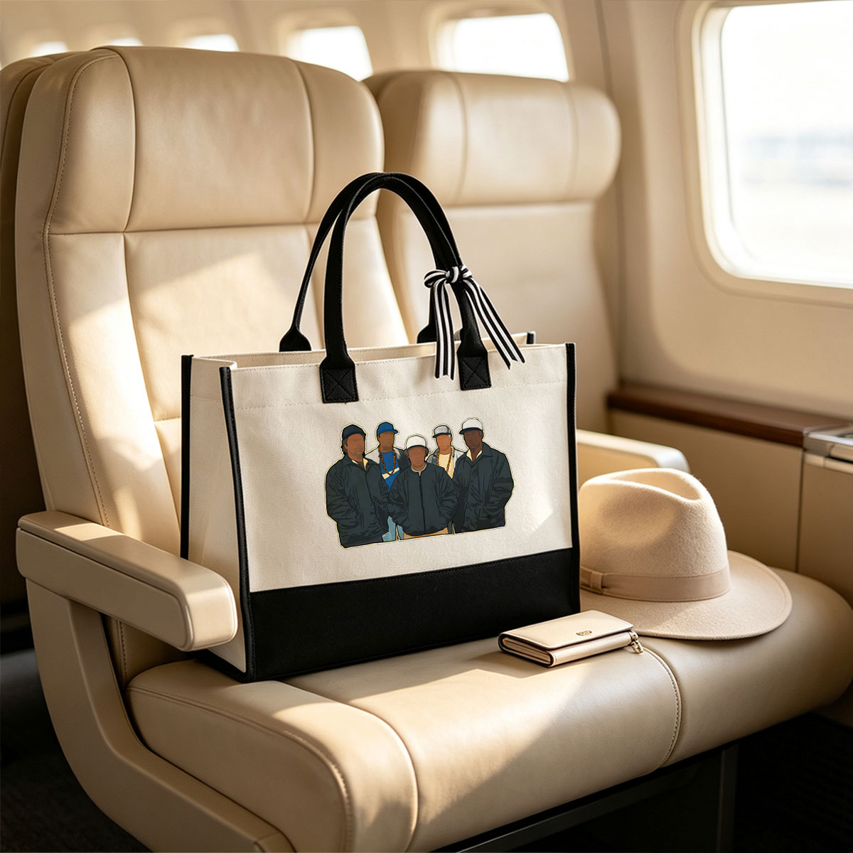 N.W.A. Members in Iconic Streetwear Style - Canvas patchwork gift tote bag