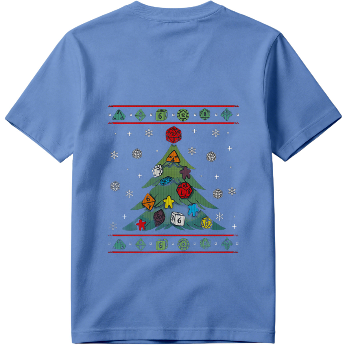 D&D Christmas Tree with Polyhedral Dice Decorations - Tee