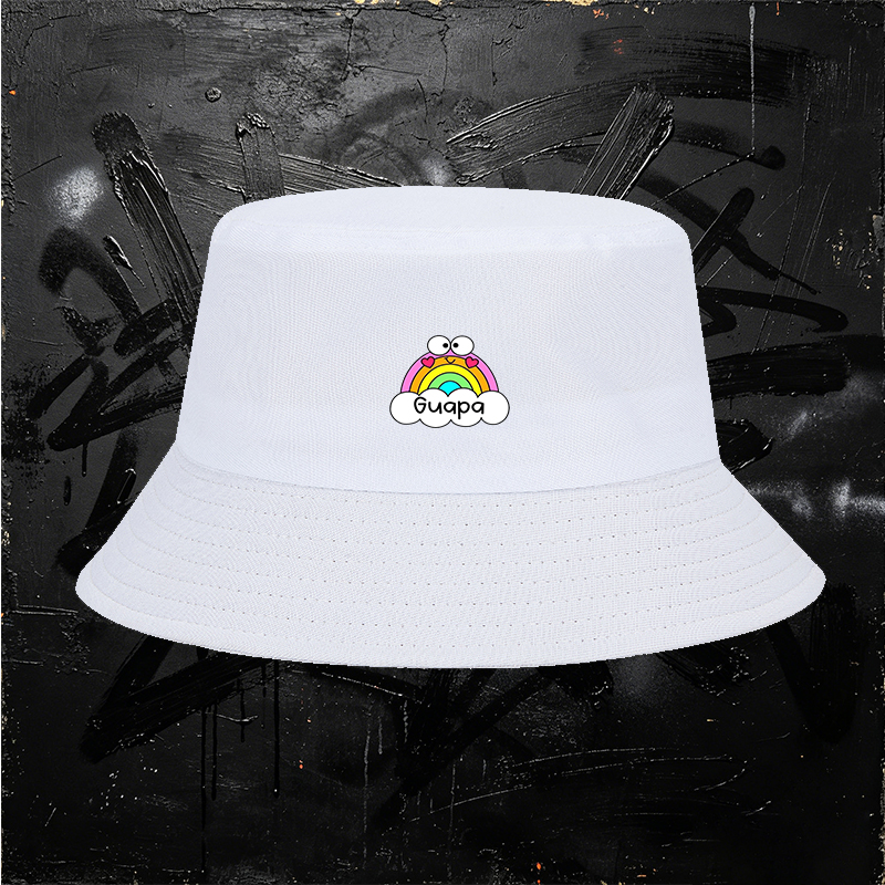 Unisex Fisherman Hat with Rainbow and Heart Print Guapa Design Classic Bucket Hat for Outdoor Sun Protection Travel Beach Casual Wear Adults and Teens