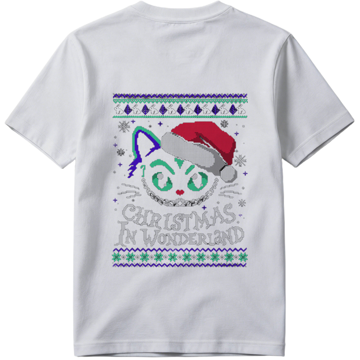 Christmas in Wonderland: Cheshire Cat Ugly Sweater Design - Tee