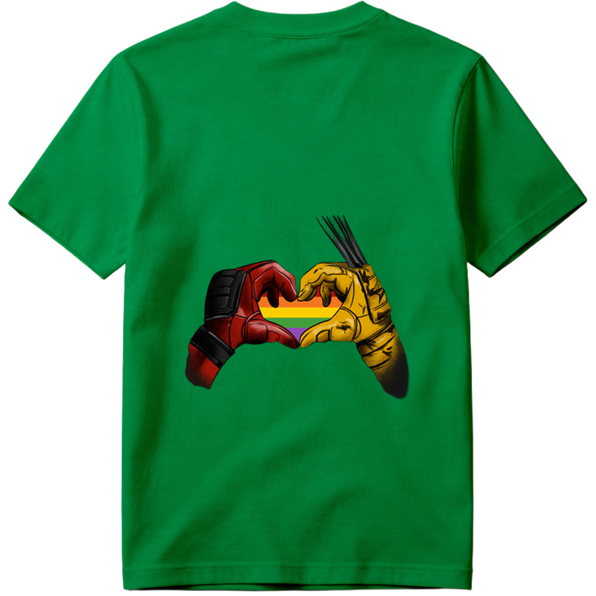 Deadpool and Wolverine Form a Rainbow Heart - Tee