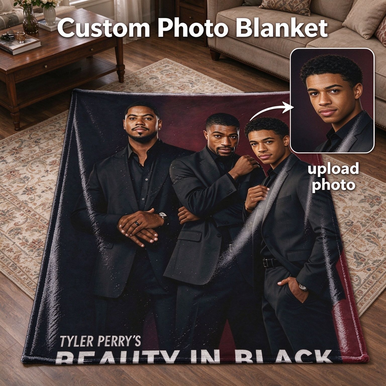 Custom Photo Face Blanket Personalized Flannel Throw Lightweight Anti-Pilling Cozy Fleece Cover for Bed Couch Movie
