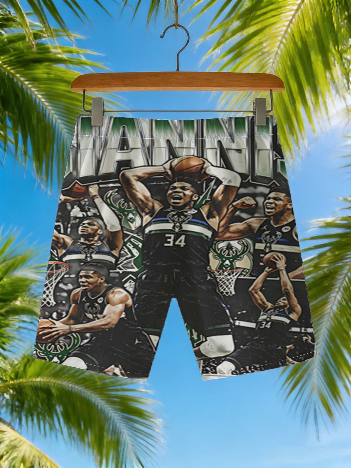 Giannis Antetokounmpo Milwaukee Bucks Basketball Action Montage -  Beach shorts