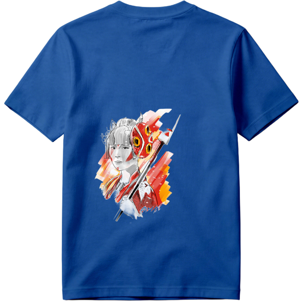 Samurai Girl with Red Mask and Spear - Tee