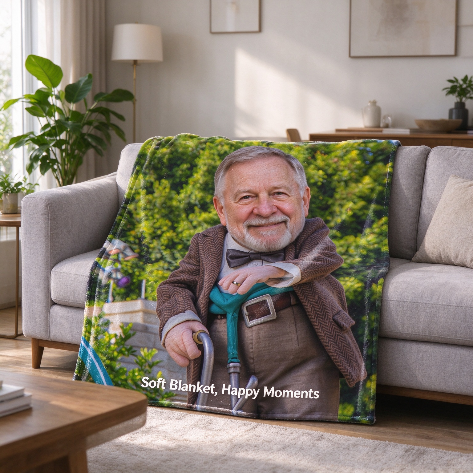 Custom Face Photo Blanket, Personalized Big Head Flannel Throw, Ultra Soft Skin-Friendly Cozy Picture Gift