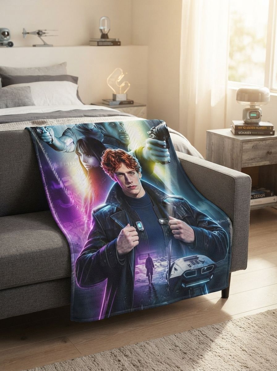 Custom Photo Face Blanket Personalized Sci-Fi Movie Character Flannel Throw Blanket for Bed Couch Sofa and Unique