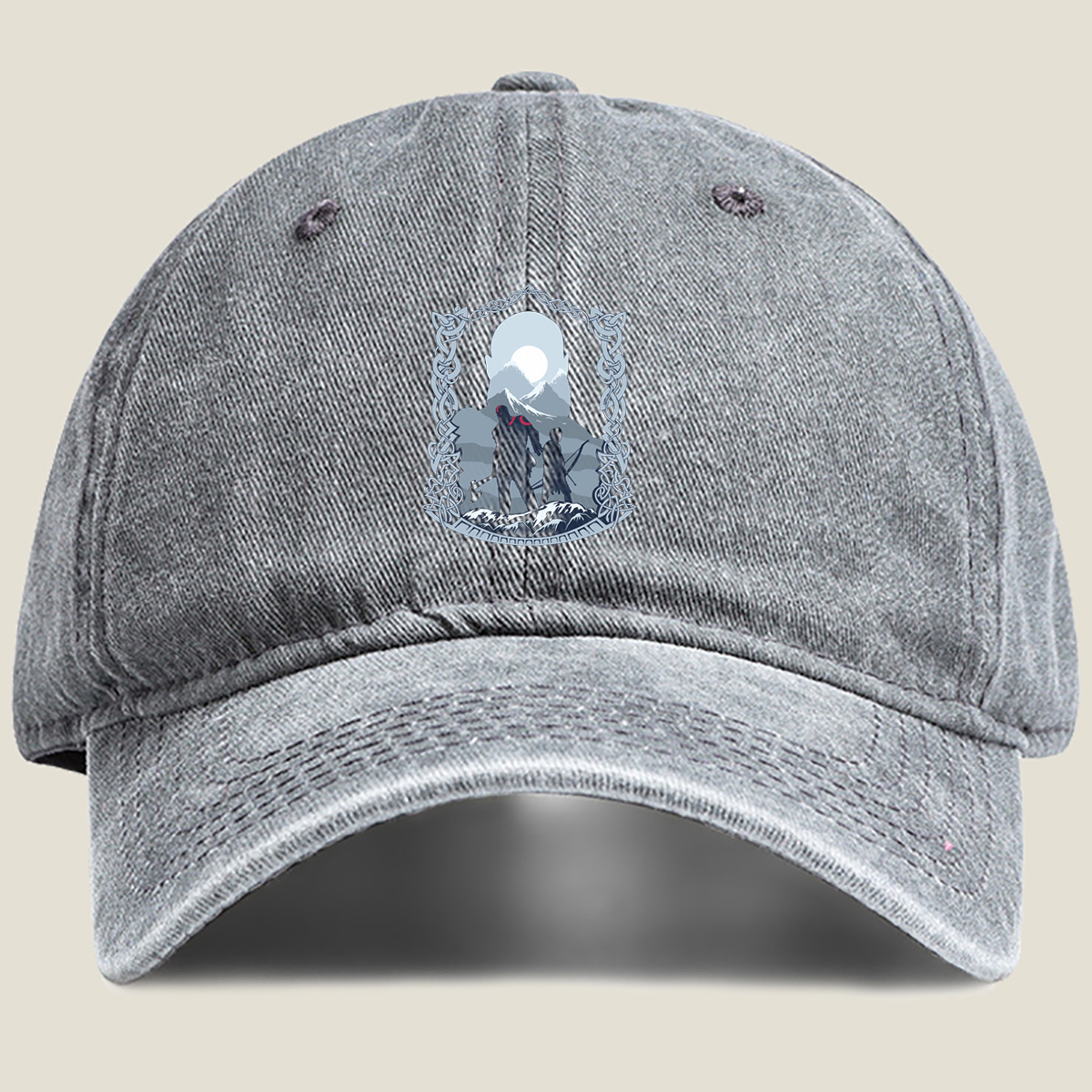 Viking Warriors Under the Moonlight - Washed Denim - Baseball Cap