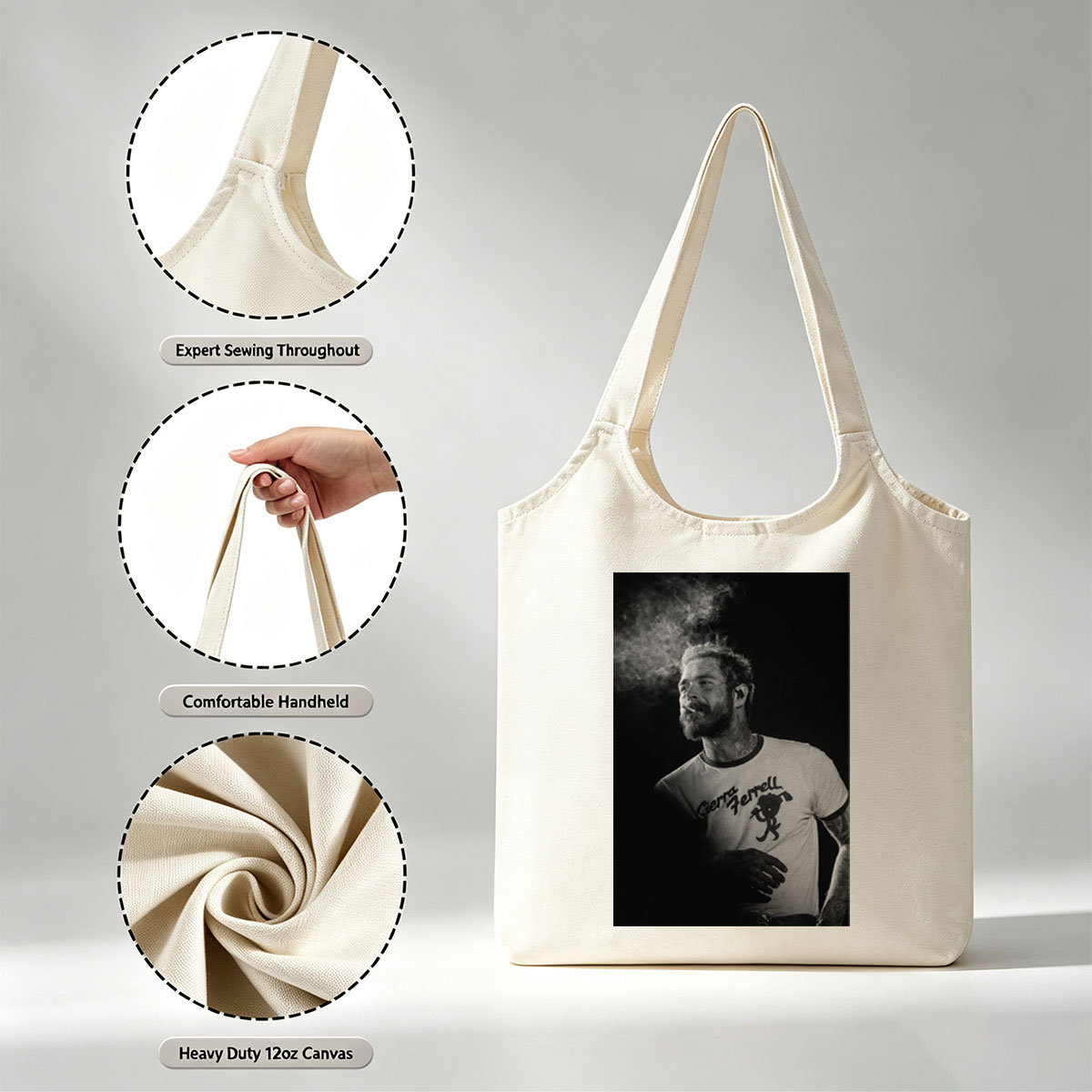 Ryan Tedder Smoking Cigarette on Stage in Black and White Photo - Canvas shoulder bags/