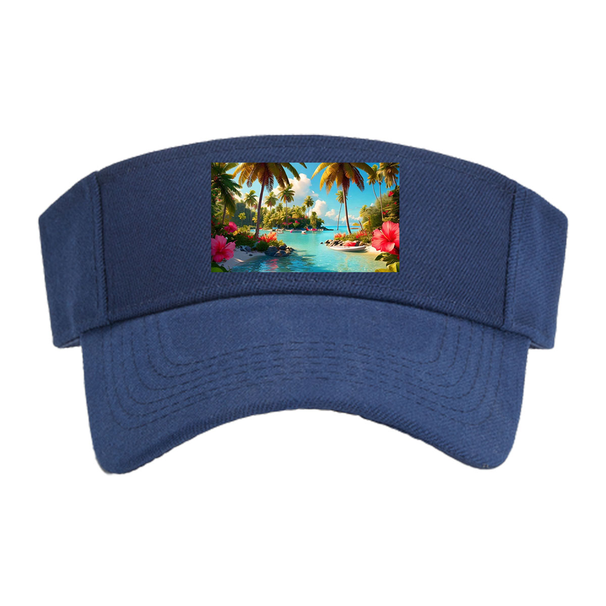 Tropical Paradise with Palm Trees and Crystal Clear Water -  Visor cap