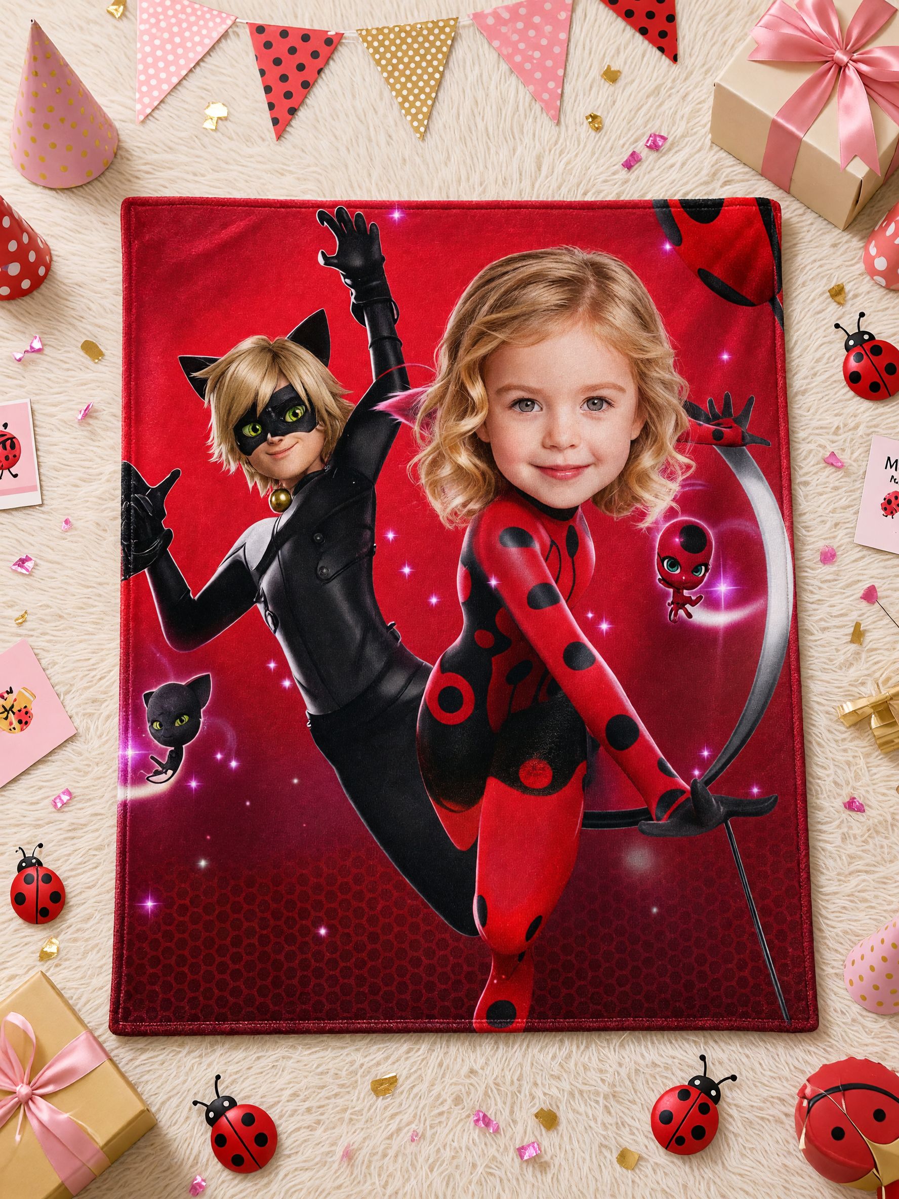Custom Superhero Photo Face Flannel Blanket, Personalized Soft Red Hero Throw for Kids Couch Bed, Ideal Cozy Gift