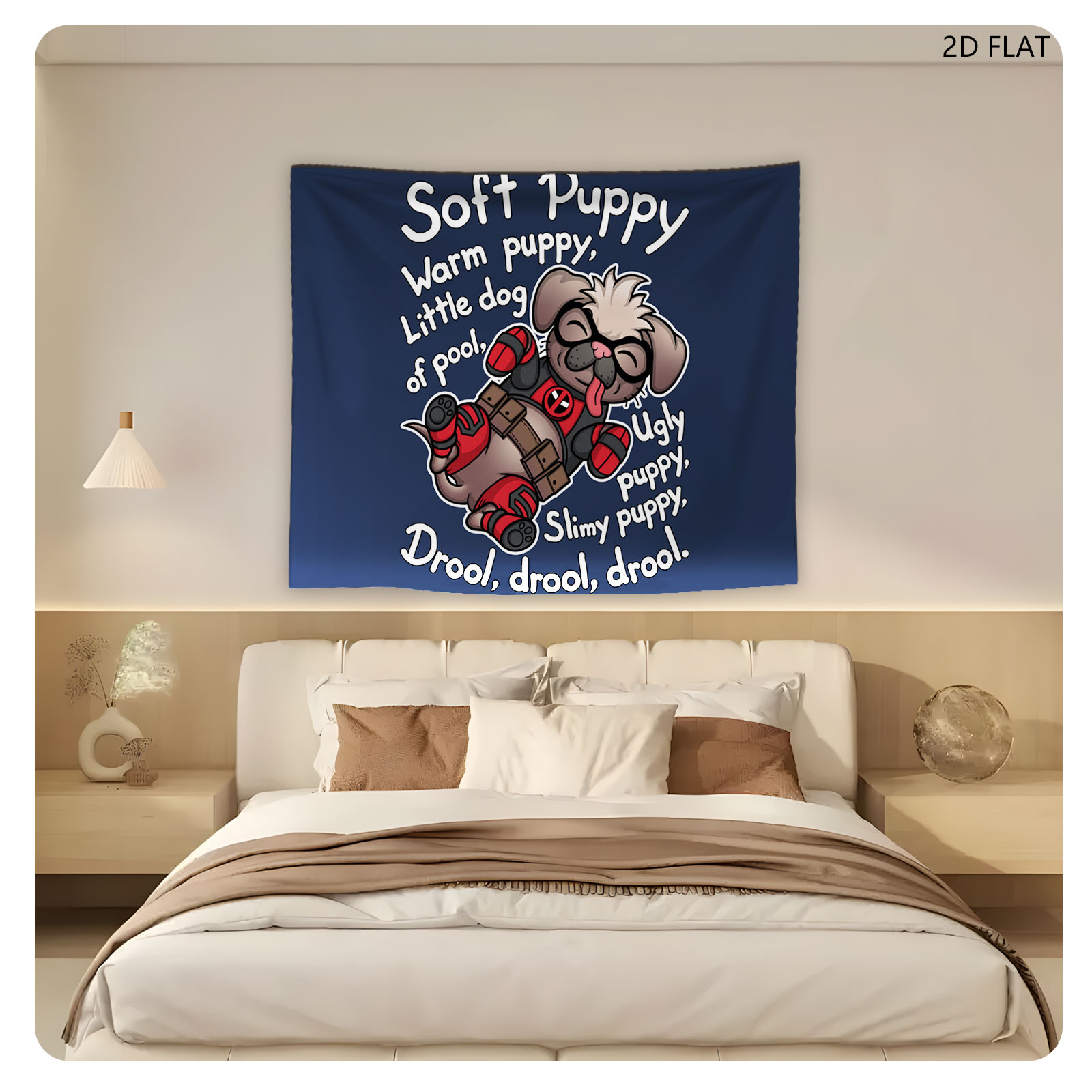 Deadpool Puppy: Soft, Warm, Slimy, Drool-Filled Fun - Tapestry