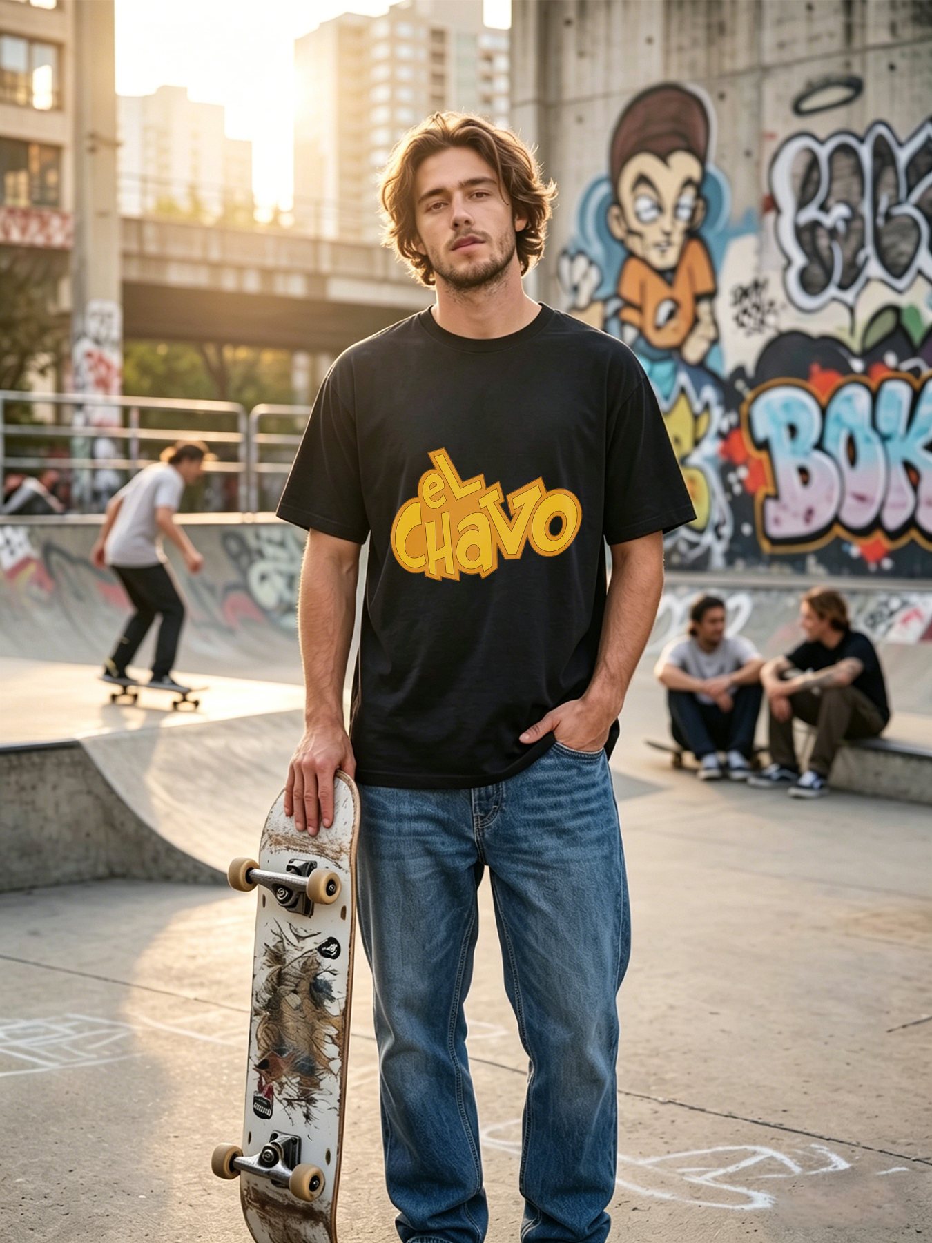 Men's El Chavo Printed T-Shirt Featuring Bold Yellow Logo Design Casual Round Neck Lightweight Breathable Summer Short Sleeve Tee for Fans of Classic Comedy Series Adults and Teenagers