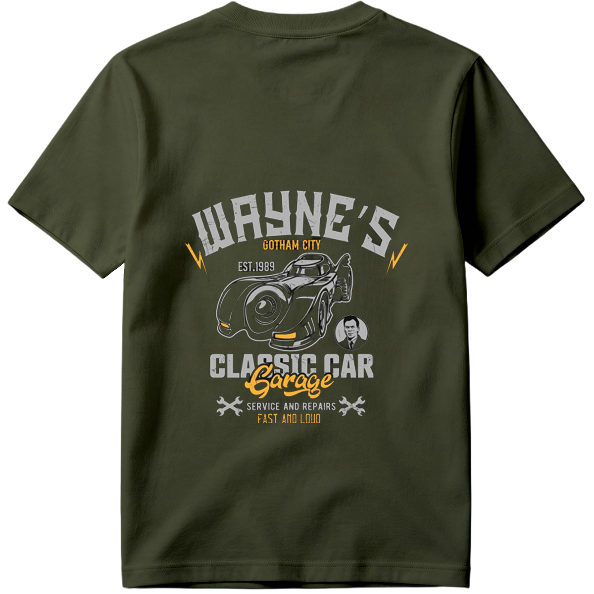 Wayne's Gotham City Classic Car Garage: Batman and Bruce Wayne - Tee