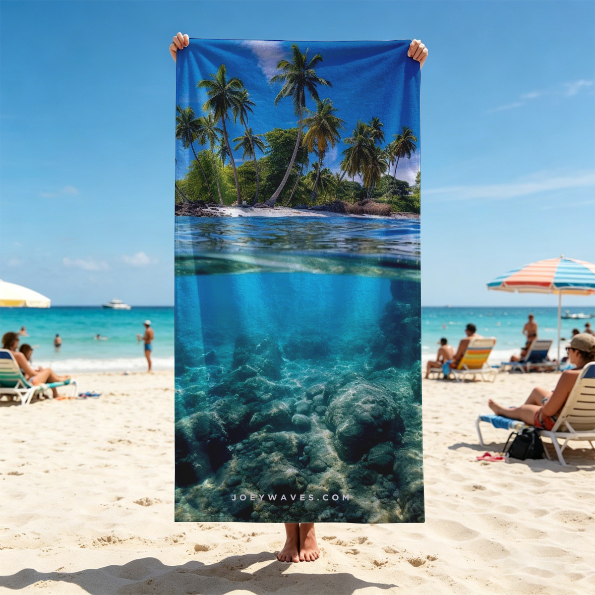 Tropical Island with Palm Trees and Crystal Clear Waters - Beach towels
