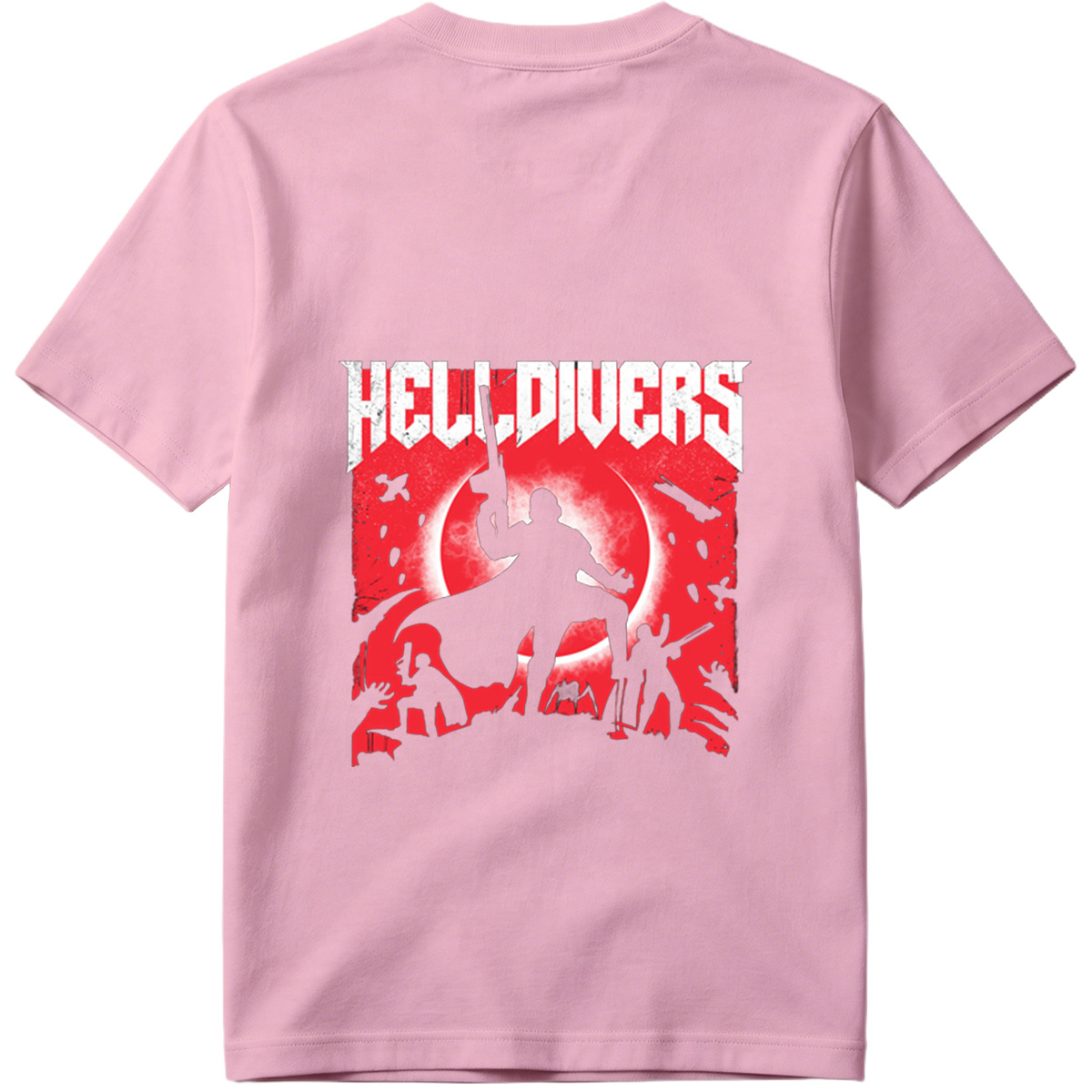 Helldivers: Silhouetted Warriors Against a Crimson Sky - Tee