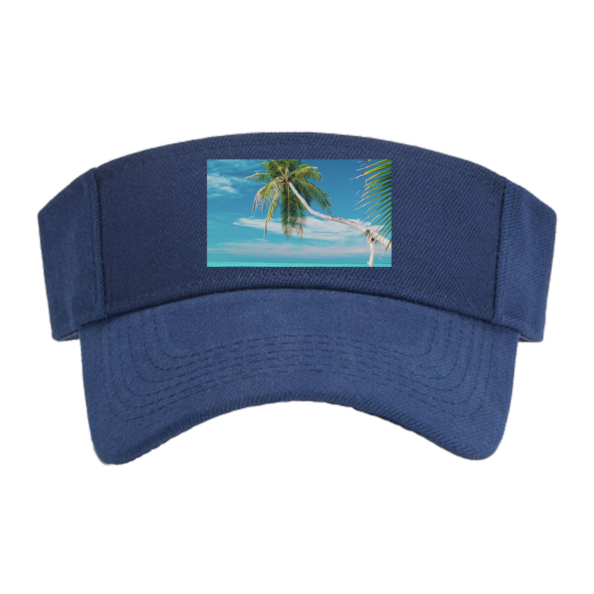 Tropical beach with palm tree and turquoise water -  Visor cap