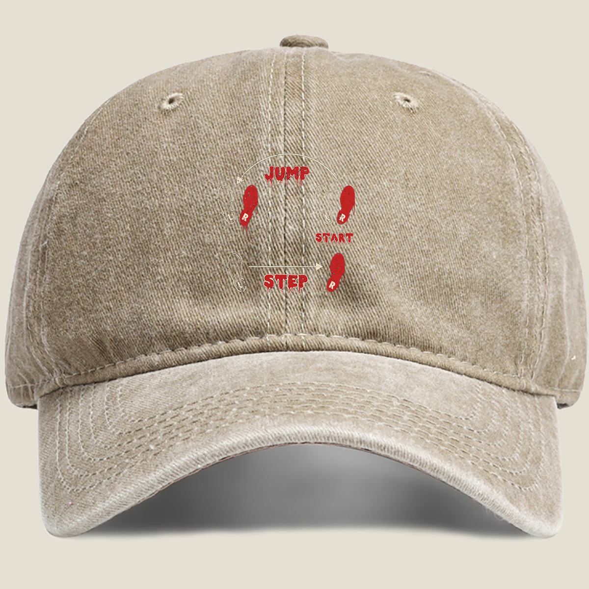 Jump Step Start: Footprint Dance Move Guide - Washed Denim - Baseball Cap