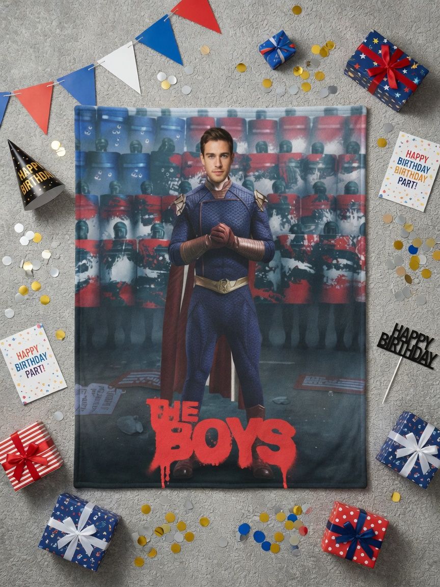 Custom Photo Face Flannel Blanket Personalized Superhero Art Ultra Soft Cozy Throw for Bed Sofa and Gifts