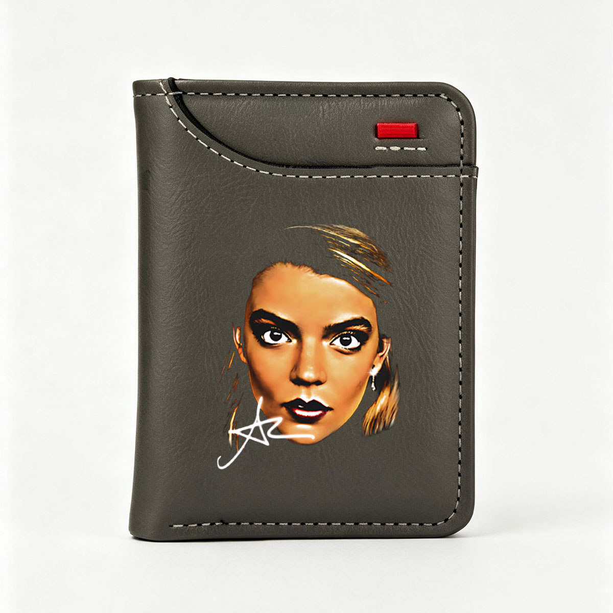 Portrait of a Woman with Dramatic Makeup and Signature - Vertical Style Wallet