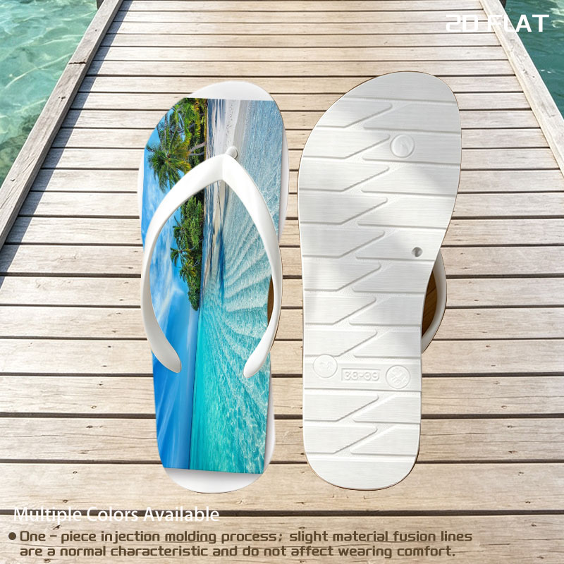 Tropical Beach with Crystal Clear Water and Palm Trees -  flip-flops