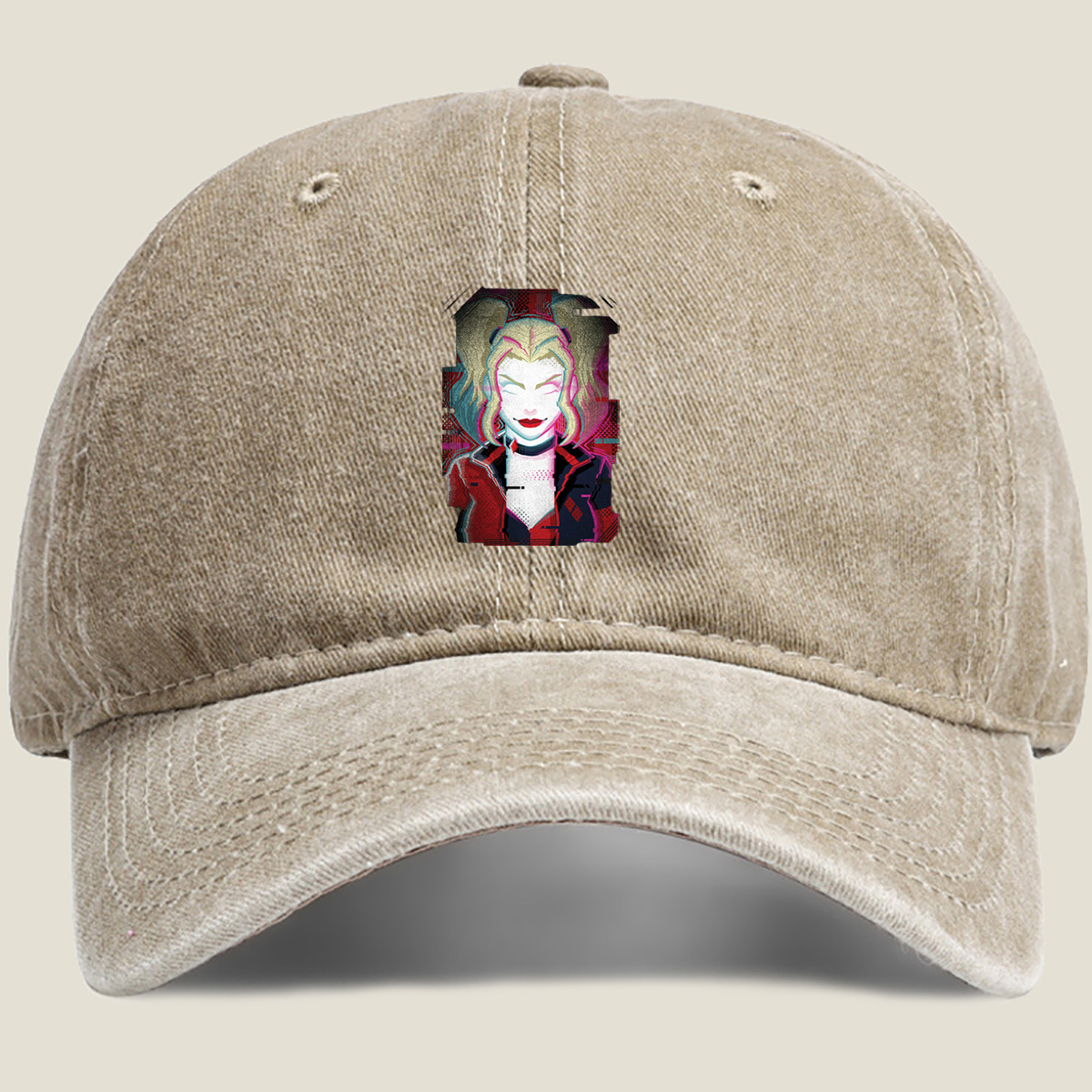 Harley Quinn: Glitch Portrait - Washed Denim - Baseball Cap