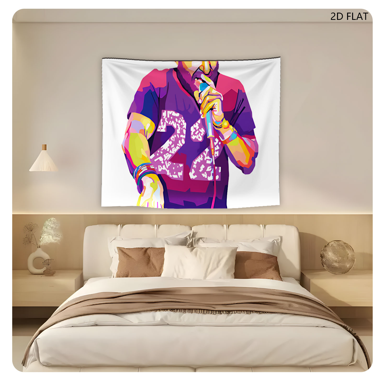 DJ with Colorful Hair and Microphone at Turntable - Tapestry