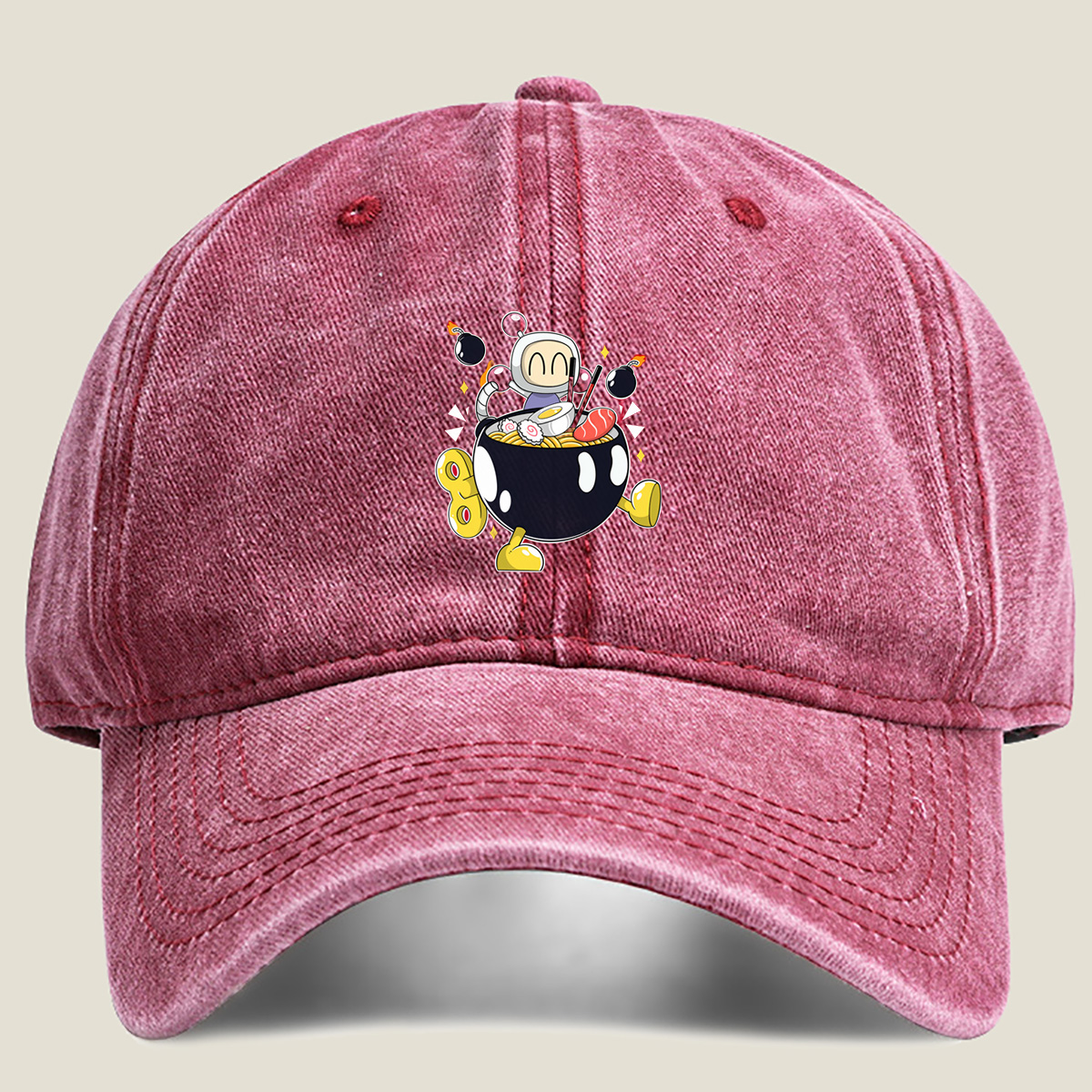 Bomberman and Ramen Bowl Adventure - Washed Denim - Baseball Cap