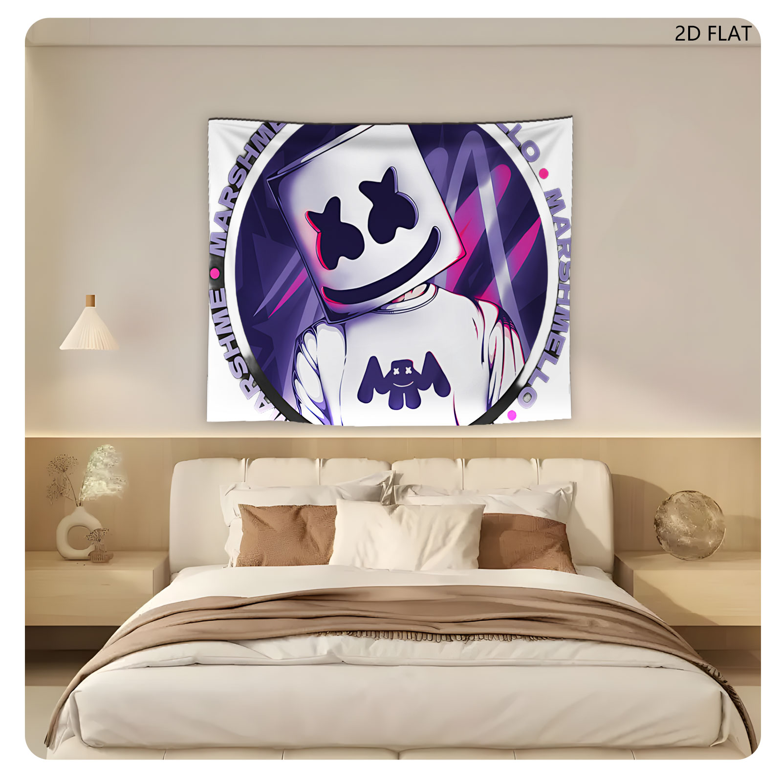 Marshmello - Iconic DJ with Signature Marshmallow Helmet and Logo Design - Tapestry