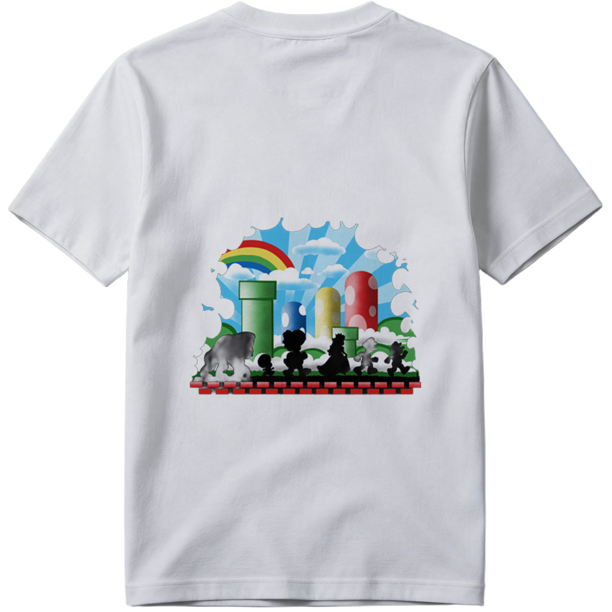 Super Mario Silhouettes: Koopa, Toad, Princess, Mario, and Luigi - Tee
