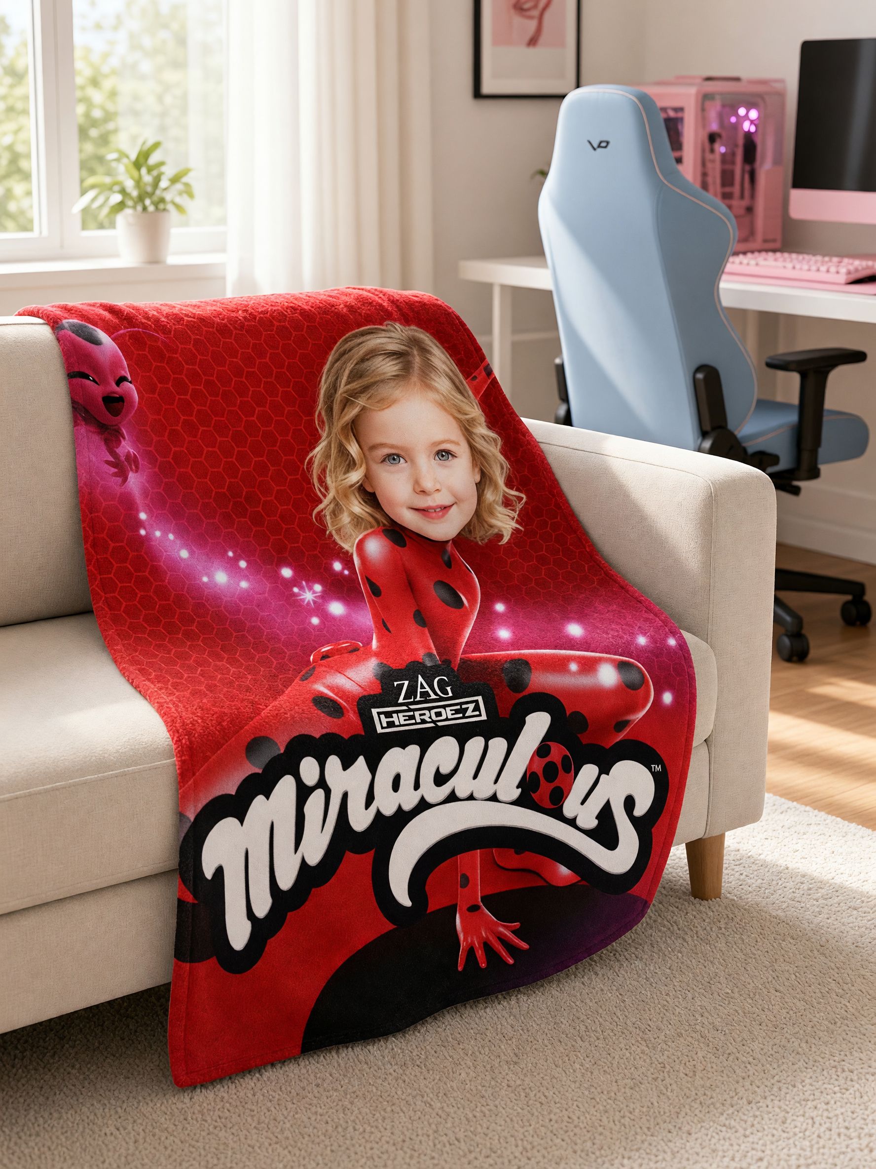 Personalized Face Photo Superhero Flannel Blanket, Ultra Soft Anti-Pilling Throw, Ideal Custom Gift for Kids