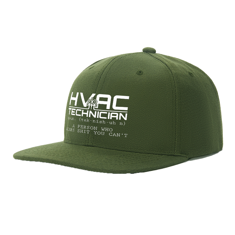 Flat Brim Baseball Cap HVAC Technician Print Streetwear Underground Skate Style For Basketball Court Skate Park Urban Lifestyle Skaters Rappers Streetwear Enthusiasts