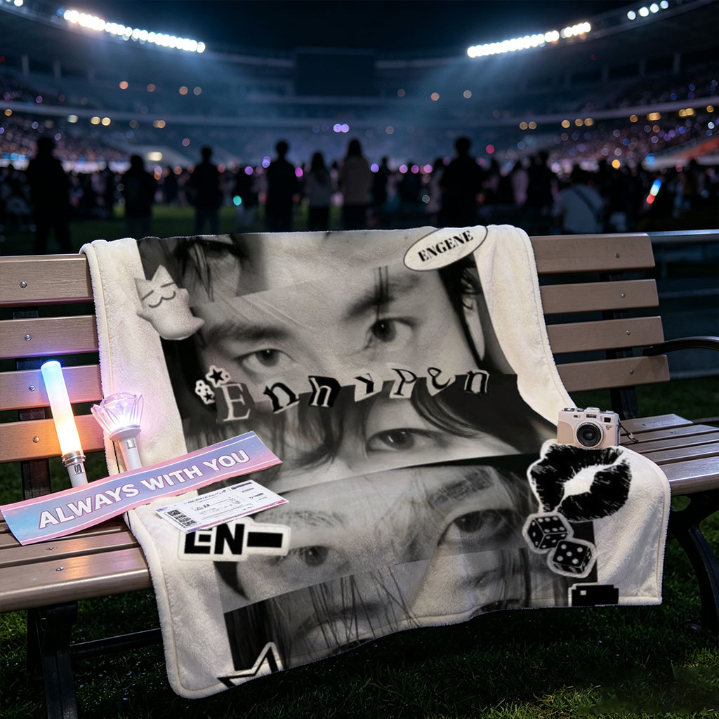 Enhypen Eyes Collage Black and White Sticker Art - Blankets